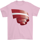 Curled Latvia Flag Latvian Day Football Mens T-Shirt 100% Cotton Light Pink