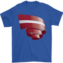 Curled Latvia Flag Latvian Day Football Mens T-Shirt 100% Cotton Royal Blue