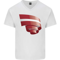 Curled Latvia Flag Latvian Day Football Mens V-Neck Cotton T-Shirt White