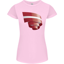 Curled Latvia Flag Latvian Day Football Womens Petite Cut T-Shirt Light Pink
