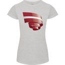 Curled Latvia Flag Latvian Day Football Womens Petite Cut T-Shirt Sports Grey