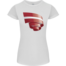 Curled Latvia Flag Latvian Day Football Womens Petite Cut T-Shirt White