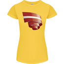 Curled Latvia Flag Latvian Day Football Womens Petite Cut T-Shirt Yellow