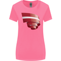 Curled Latvia Flag Latvian Day Football Womens Wider Cut T-Shirt Azalea
