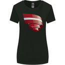 Curled Latvia Flag Latvian Day Football Womens Wider Cut T-Shirt Black