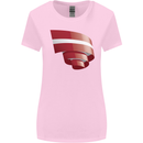 Curled Latvia Flag Latvian Day Football Womens Wider Cut T-Shirt Light Pink
