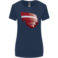 Curled Latvia Flag Latvian Day Football Womens Wider Cut T-Shirt Navy Blue