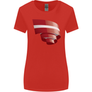 Curled Latvia Flag Latvian Day Football Womens Wider Cut T-Shirt Red