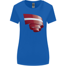 Curled Latvia Flag Latvian Day Football Womens Wider Cut T-Shirt Royal Blue