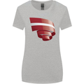 Curled Latvia Flag Latvian Day Football Womens Wider Cut T-Shirt Sports Grey