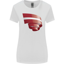 Curled Latvia Flag Latvian Day Football Womens Wider Cut T-Shirt White