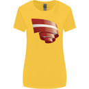 Curled Latvia Flag Latvian Day Football Womens Wider Cut T-Shirt Yellow