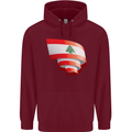 Curled Lebanon Flag Lebanese Day Football Childrens Kids Hoodie Maroon