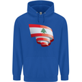 Curled Lebanon Flag Lebanese Day Football Childrens Kids Hoodie Royal Blue