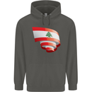 Curled Lebanon Flag Lebanese Day Football Childrens Kids Hoodie Storm Grey