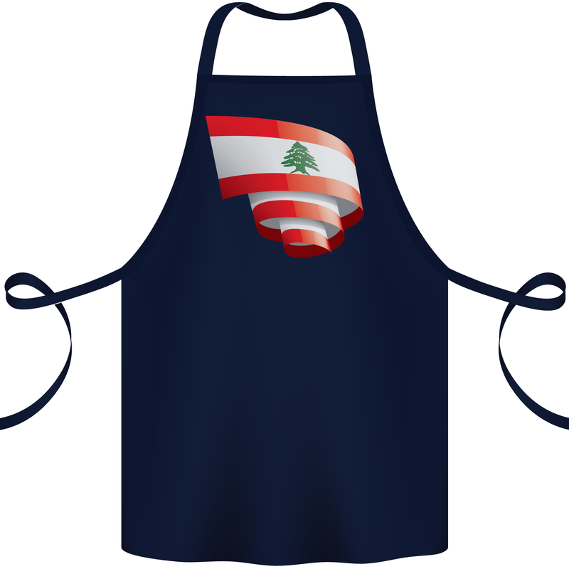 Curled Lebanon Flag Lebanese Day Football Cotton Apron 100% Organic Navy Blue
