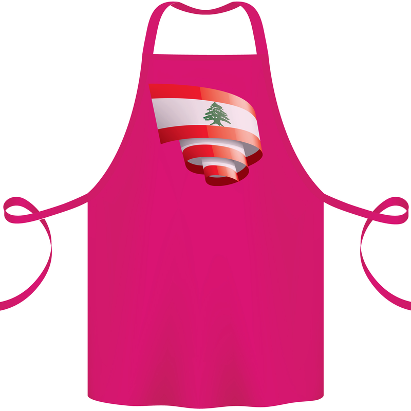 Curled Lebanon Flag Lebanese Day Football Cotton Apron 100% Organic Pink