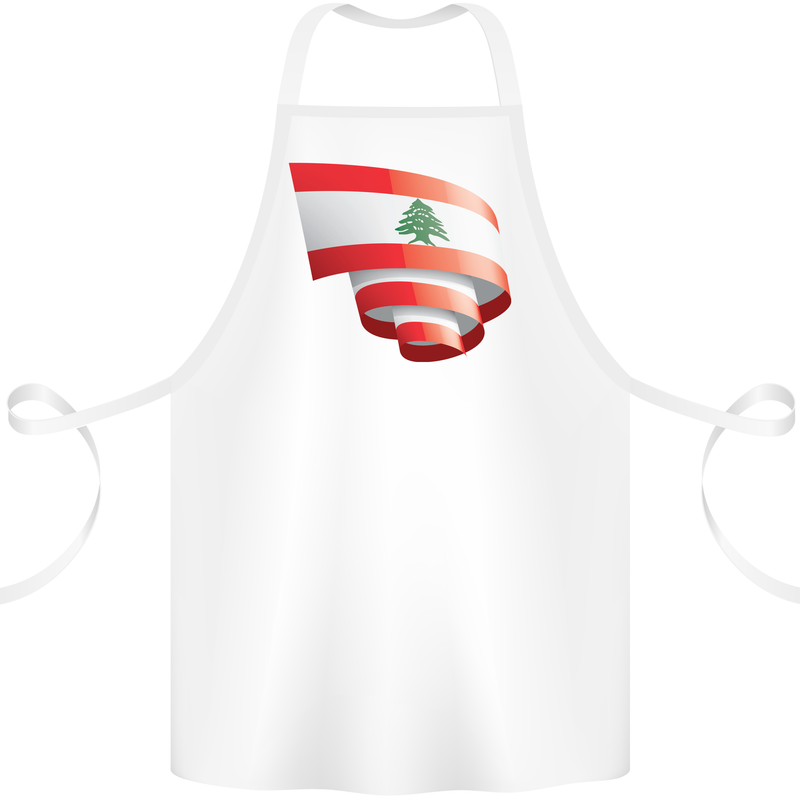 Curled Lebanon Flag Lebanese Day Football Cotton Apron 100% Organic White