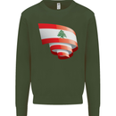 Curled Lebanon Flag Lebanese Day Football Kids Sweatshirt Jumper Forest Green