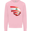 Curled Lebanon Flag Lebanese Day Football Kids Sweatshirt Jumper Light Pink