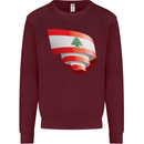 Curled Lebanon Flag Lebanese Day Football Kids Sweatshirt Jumper Maroon