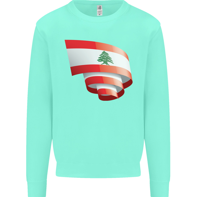 Curled Lebanon Flag Lebanese Day Football Kids Sweatshirt Jumper Peppermint