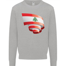 Curled Lebanon Flag Lebanese Day Football Kids Sweatshirt Jumper Sports Grey