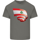 Curled Lebanon Flag Lebanese Day Football Kids T-Shirt Childrens Charcoal