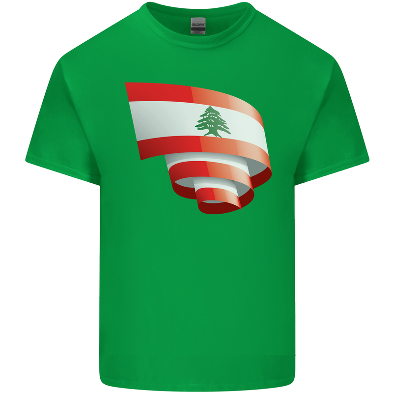 Curled Lebanon Flag Lebanese Day Football Kids T-Shirt Childrens Irish Green