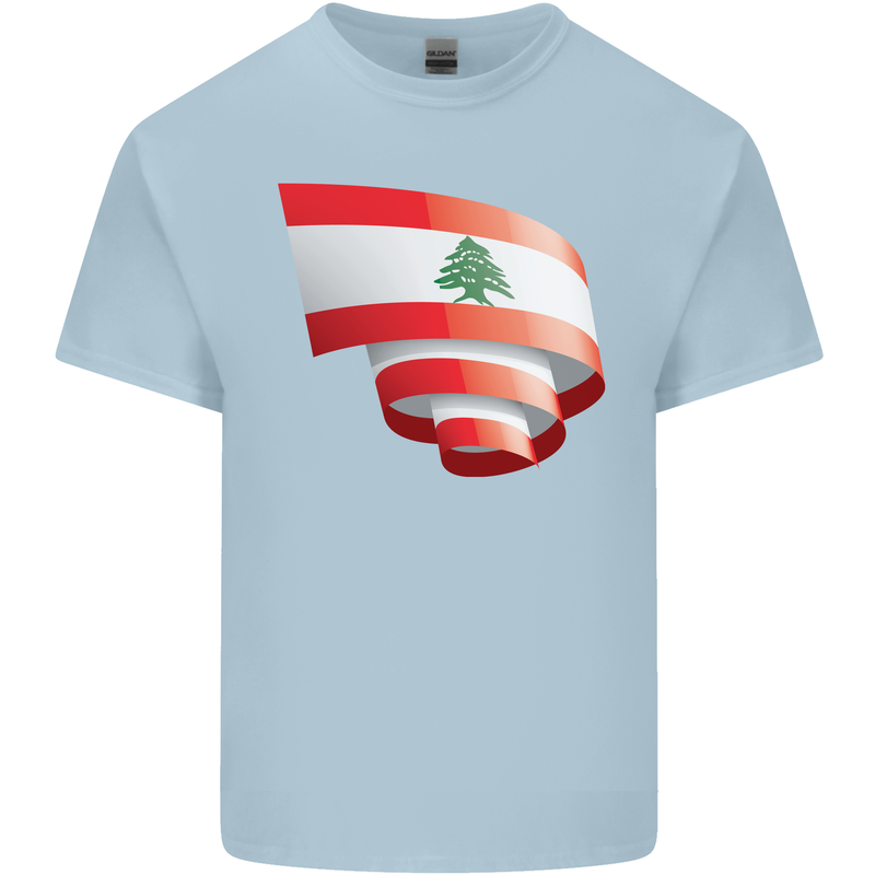 Curled Lebanon Flag Lebanese Day Football Kids T-Shirt Childrens Light Blue