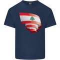 Curled Lebanon Flag Lebanese Day Football Kids T-Shirt Childrens Navy Blue