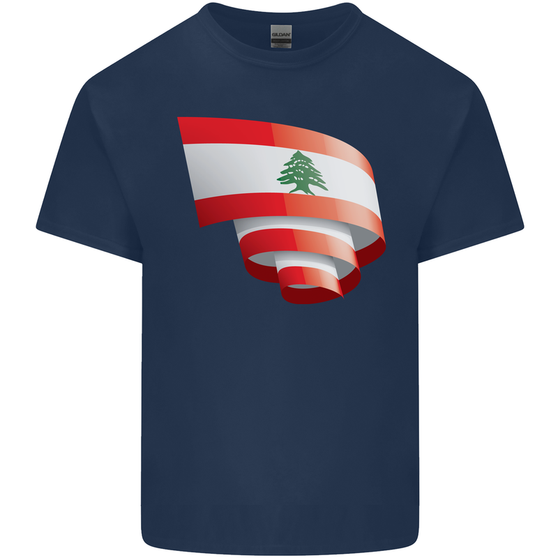 Curled Lebanon Flag Lebanese Day Football Kids T-Shirt Childrens Navy Blue