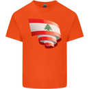Curled Lebanon Flag Lebanese Day Football Kids T-Shirt Childrens Orange