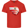 Curled Lebanon Flag Lebanese Day Football Kids T-Shirt Childrens Red