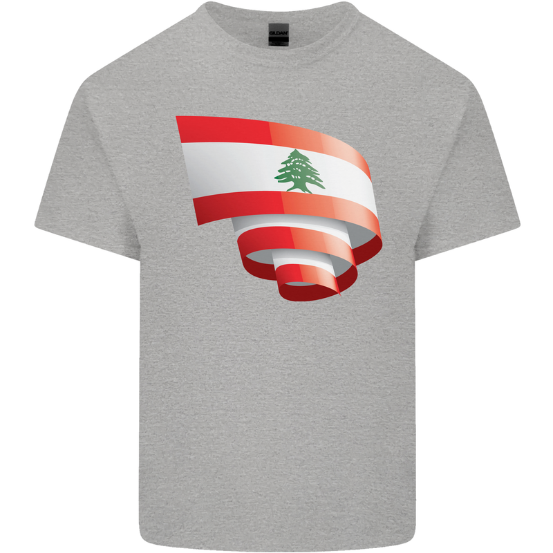 Curled Lebanon Flag Lebanese Day Football Kids T-Shirt Childrens Sports Grey