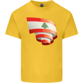Curled Lebanon Flag Lebanese Day Football Kids T-Shirt Childrens Yellow