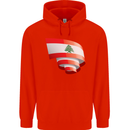 Curled Lebanon Flag Lebanese Day Football Mens 80% Cotton Hoodie Bright Red