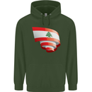Curled Lebanon Flag Lebanese Day Football Mens 80% Cotton Hoodie Forest Green