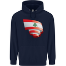 Curled Lebanon Flag Lebanese Day Football Mens 80% Cotton Hoodie Navy Blue
