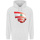 Curled Lebanon Flag Lebanese Day Football Mens 80% Cotton Hoodie White