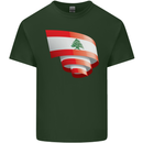 Curled Lebanon Flag Lebanese Day Football Mens Cotton T-Shirt Tee Top Forest Green