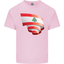 Curled Lebanon Flag Lebanese Day Football Mens Cotton T-Shirt Tee Top Light Pink