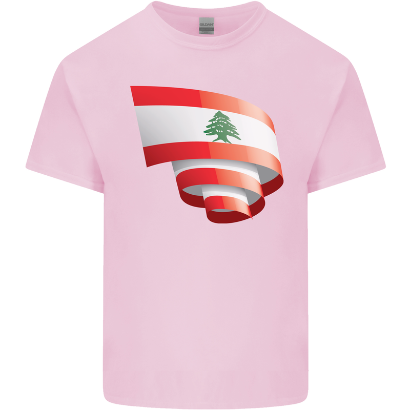 Curled Lebanon Flag Lebanese Day Football Mens Cotton T-Shirt Tee Top Light Pink