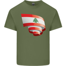 Curled Lebanon Flag Lebanese Day Football Mens Cotton T-Shirt Tee Top Military Green