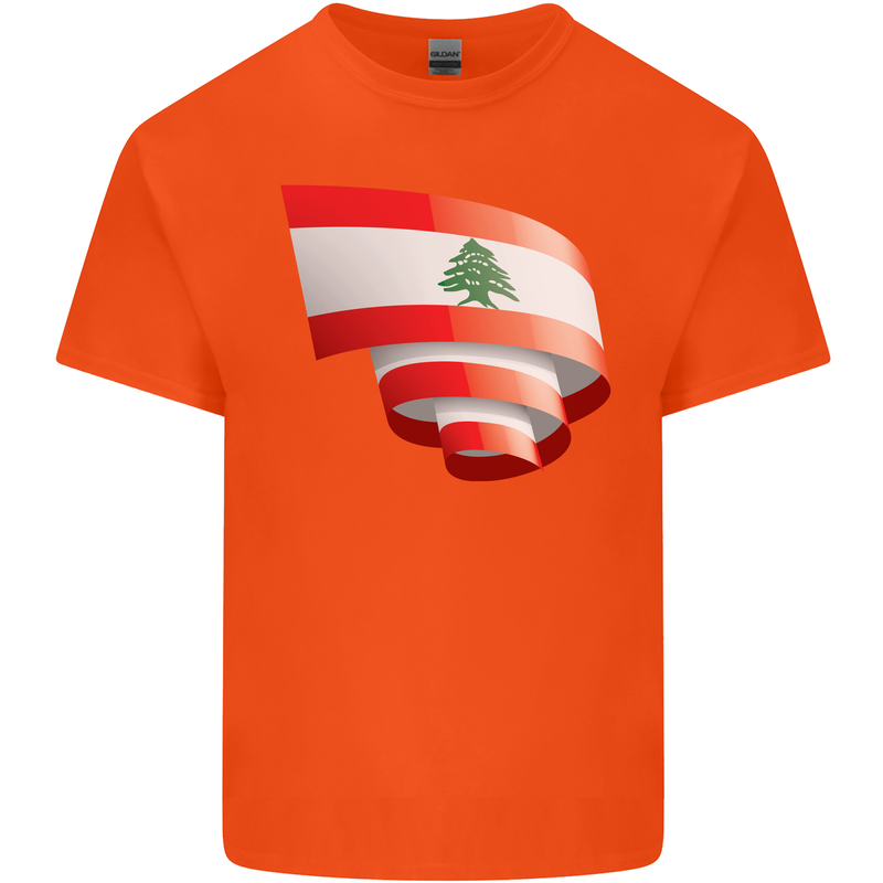 Curled Lebanon Flag Lebanese Day Football Mens Cotton T-Shirt Tee Top Orange