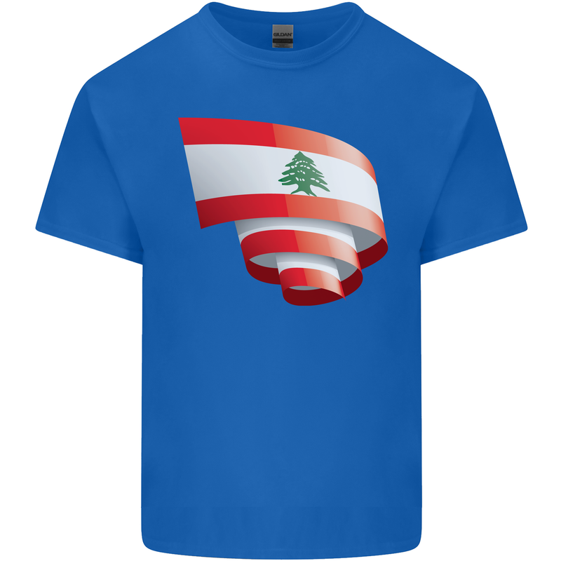 Curled Lebanon Flag Lebanese Day Football Mens Cotton T-Shirt Tee Top Royal Blue