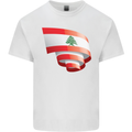 Curled Lebanon Flag Lebanese Day Football Mens Cotton T-Shirt Tee Top White