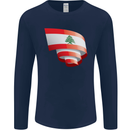 Curled Lebanon Flag Lebanese Day Football Mens Long Sleeve T-Shirt Navy Blue