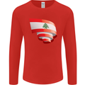 Curled Lebanon Flag Lebanese Day Football Mens Long Sleeve T-Shirt Red