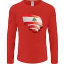 Curled Lebanon Flag Lebanese Day Football Mens Long Sleeve T-Shirt Red